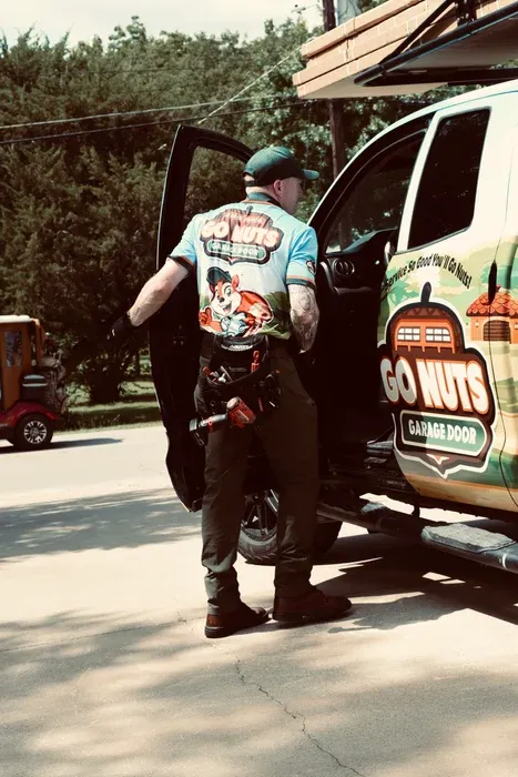 Go Nuts Garage Door technician preparing for a service call in Granbury, TX
