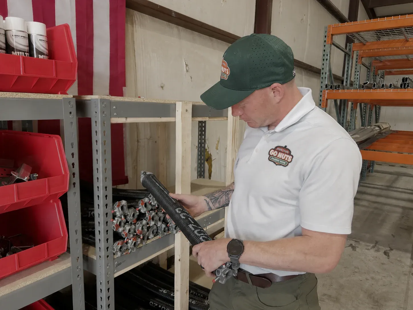 Go Nuts Garage Door parts warehouse stocked for maintenance service in Granbury, TX