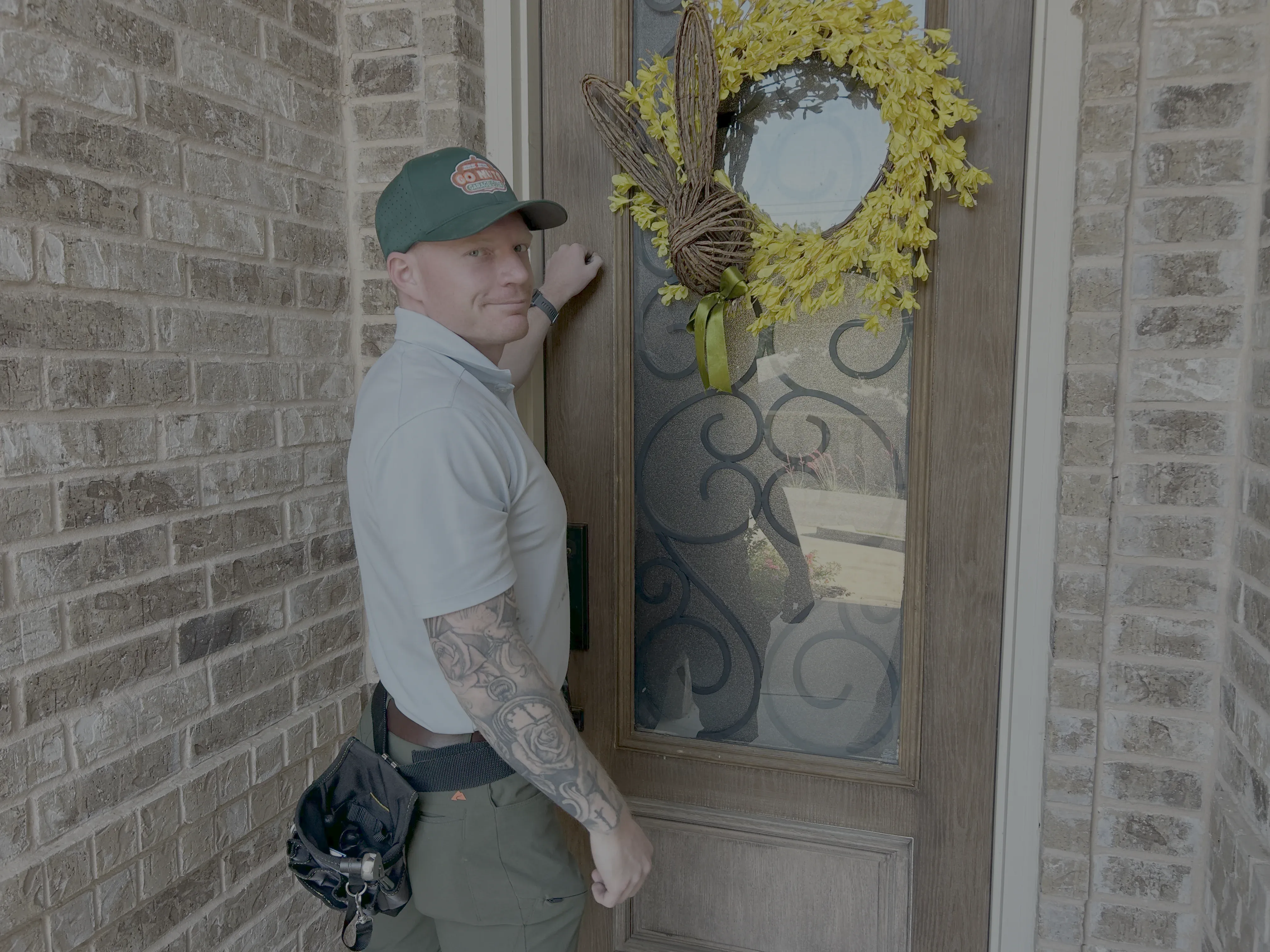 Go Nuts Garage Door technician arriving at a customer home in DeCordova, TX