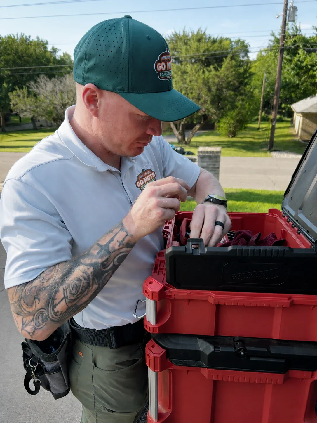 Go Nuts Garage Door technician with tools ready to install garage door insulation in Granbury, TX