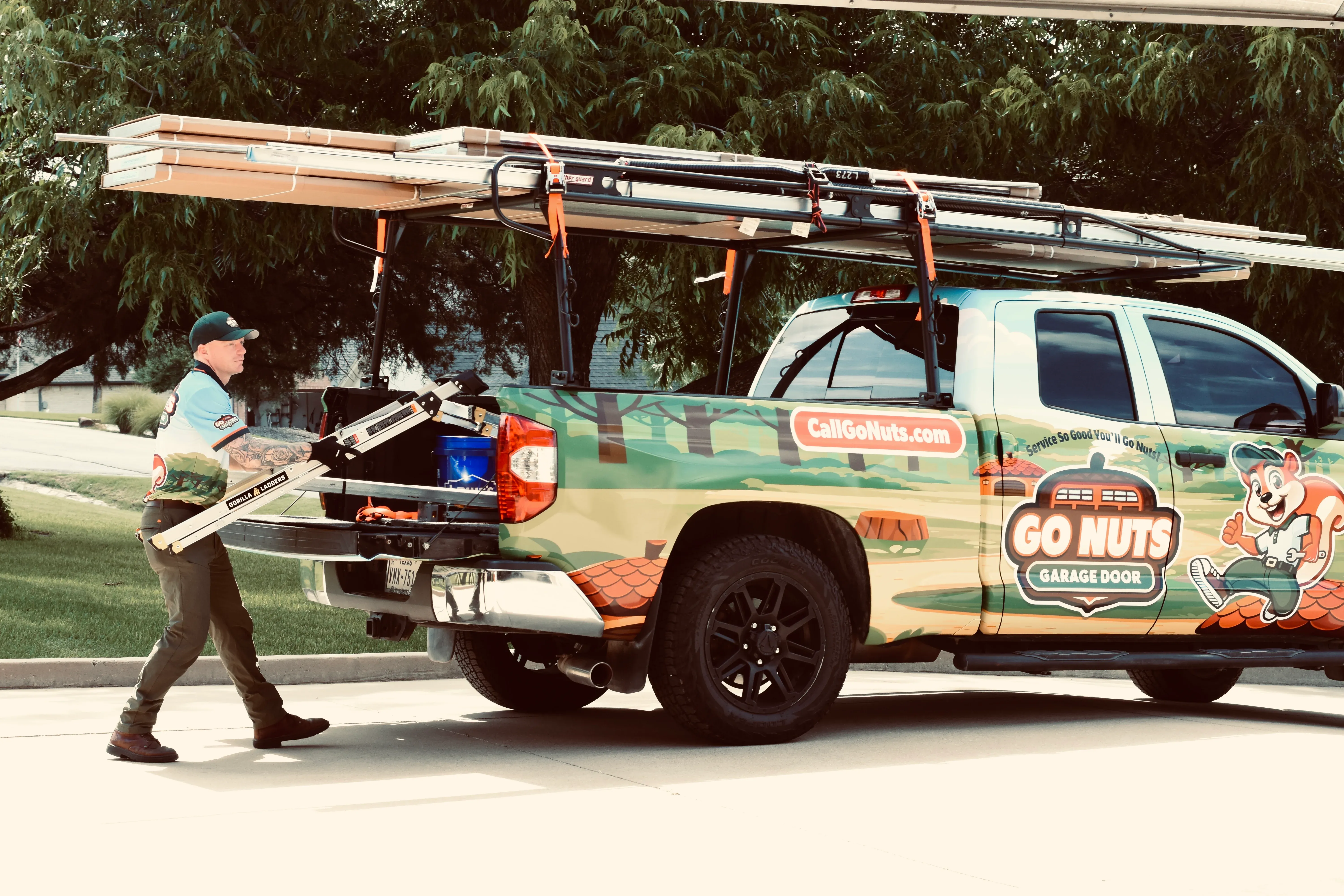 Go Nuts Garage Door technician arriving at a customer's home in Willow Park, TX